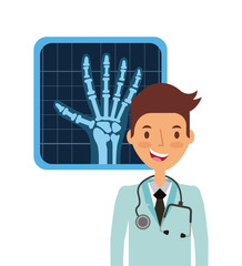medical doctor cartoon icon over white background. colorful design. vector illustration