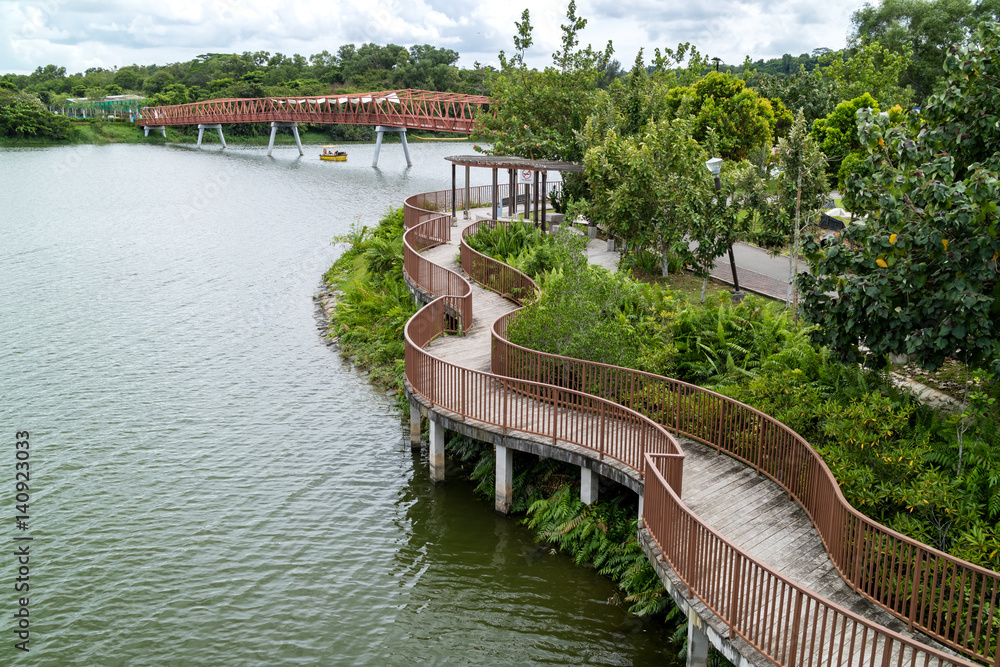 Wall mural lorong halus bridge at punggol waterways, singapore