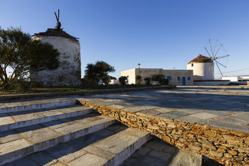 Fototapeta na wymiar Windmill in Chora on Ios island, Greece. 