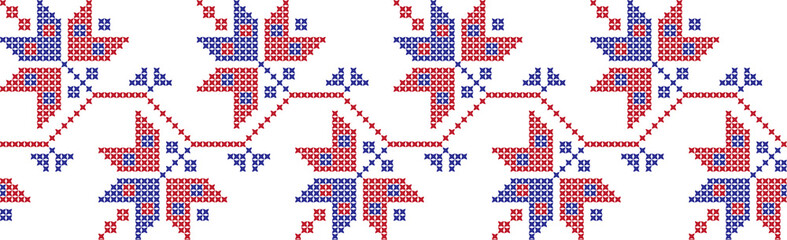 Embroidered cross-national pattern
