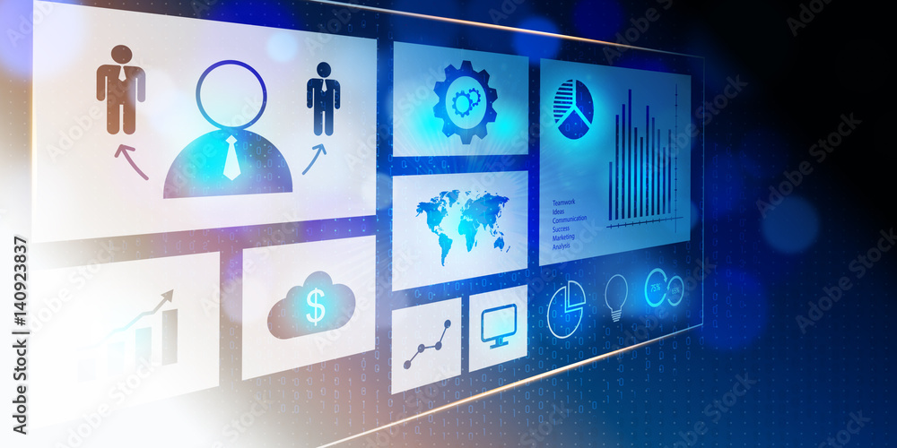 Poster digital touch screen background design with icons