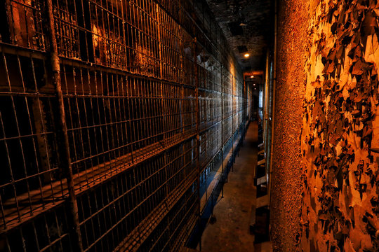 The inside of the Ohio State Reformatory has six floors of prisoner cells.  This is a popular location in Ohio for tours.