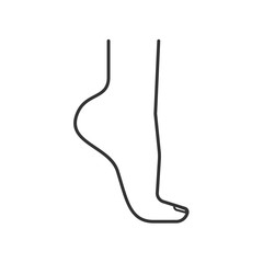 Woman's foot standing on tiptoe linear icon
