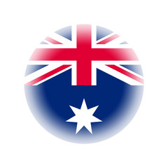 Circle Australian flag, isolated on white background, vector illustration.