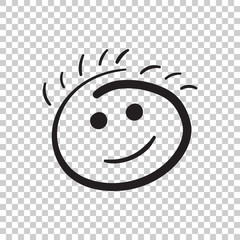 Simple smile vector icon. Hand drawn face doodle illustration on isolated background.