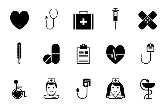 Gesundheit und Medizin - Icon-Set (in Schwarz)