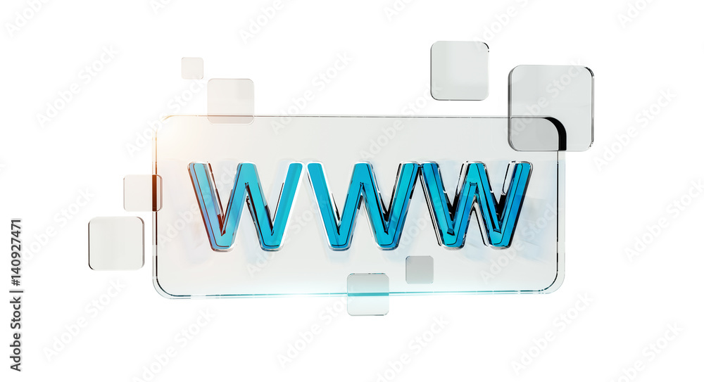 Wall mural 3d rendering www web icon bar