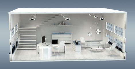 3D rendering office plan