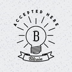 bitcoin emblem icon over white background. vector illustration