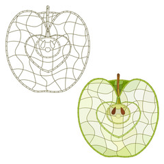 mosaic apple slice. isolated. easy to modify. vector illustration.