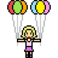 vector pixel art balloon girl