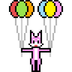 Obraz premium vector pixel art balloon cat