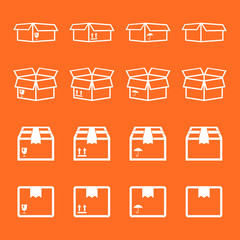 Set of packaging box icon. Flat shipping pack simple vector illustration.