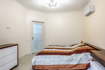 Stock photo white apartment interior design of bedroom, modern style, chisinau, moldova