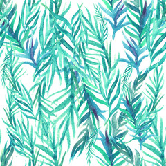 Tropical flowers and leaves . Seamless.