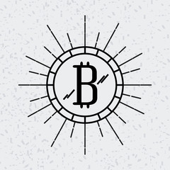 coin with bitcoin icon over white background. vector illustration