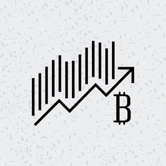 bitcoin icon with graphic chart over white background. vector illustration