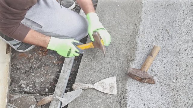 Renovating concrete pavement in home / budget DIY version.