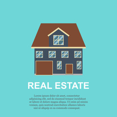 Real estate concept with house on a blue background.