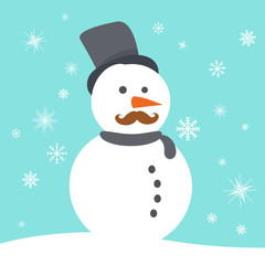 Snowman and snowflake background.