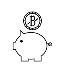 piggy bank with bitcoin coin over white background. vector illustration