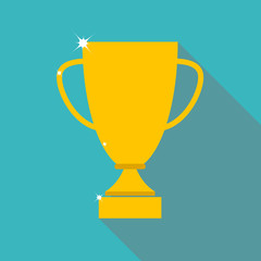 Trophy cup. Flat design icon.