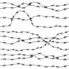 Barbed wire Hand drawn seamless pattern.