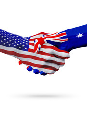 United States and Australia flags concept cooperation, business, sports competition