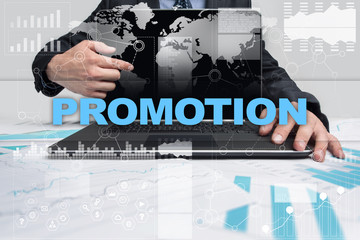 Businessman presenting promotion concept.