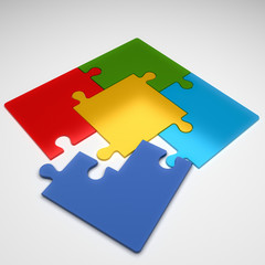 3D illustration of Multicolor Puzzle set