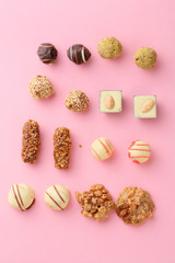 Candy on pink background