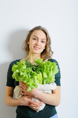 Woman and organic food, detox