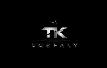 tk t k  silver grey metal metallic alphabet letter logo icon template