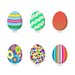 Set of colorful easter eggs on white background. Vector illustration