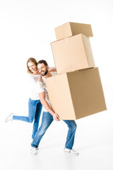 Fototapeta na wymiar Couple with cardboard boxes