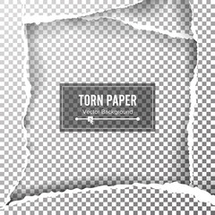Torn Paper Blank Vector. Ripped Edges With Space For Text. Torn Page Banner For Web And Print. Sale Promo, Advertising, Presentation. Damaged Torn Paper For design.