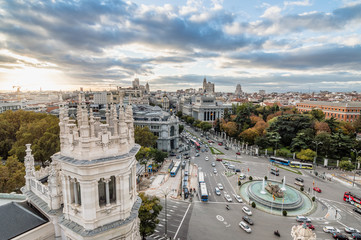 View of Square of Cibeles from Town Hall of Madrid