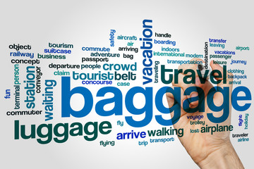 Baggage word cloud concept on grey background