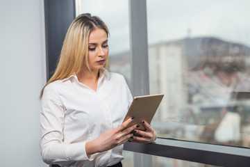 Young attractive female in business officce 