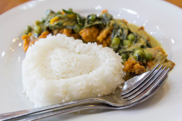 Thai Green Curry with Chicken fried with rice