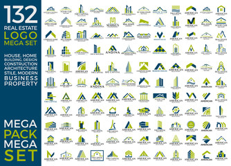 Mega Set and Big Group, Real Estate, Building and Construction Logo Vector Design Eps 10