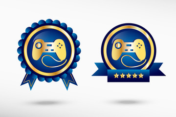 Joystick icon stylish quality guarantee badges
