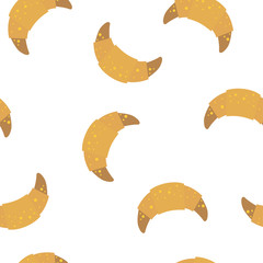 Seamless vector pattern with croissants for wrapping, kraft, cards, textile, print