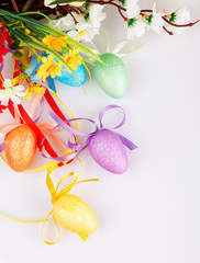Colored easter eggs with flowers 
