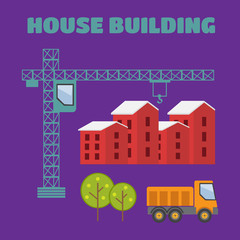 House building construction. Construction home, building a house
