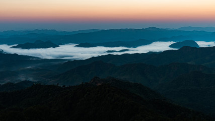 Mist atop a beautiful mountainThailand