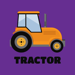 Tractor. Farmer machine in flat style illustration