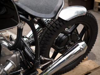 Obraz na płótnie Canvas Rear swingarm of a retro motorbike