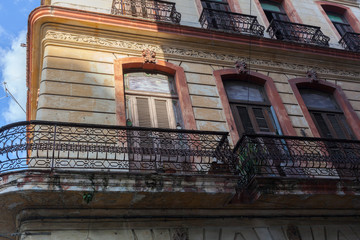Facades of Havana. Tropical island.Capital.