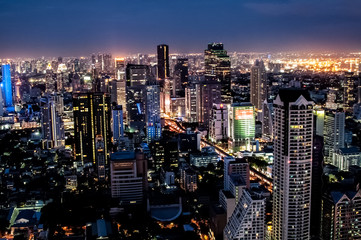 Night top view of Bangkok 